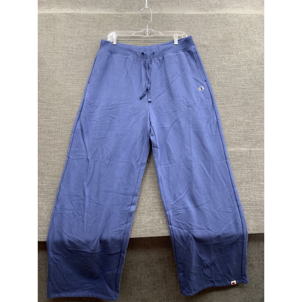 Champion Sweatpants Womens L Periwinkle Blue Fleece High Rise Wide Leg Athletic